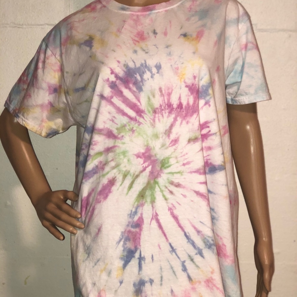 Custom Tie Dye T-shirt with blues, pinks, purples